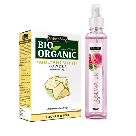 INDUS VALLEY Facial Toner Fresh Rose Water with Multani Mitti Powder ...