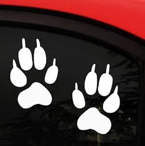 Wolf PAW Print Sticker Decal - 2 White Paw Prints- Actual Size of Wolf ...