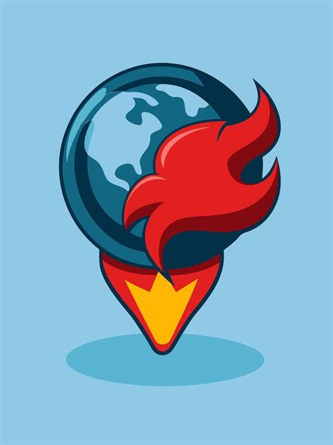 A blue and red rocket with a yellow arrow pointing to the right ...