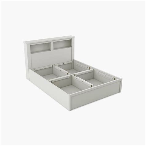 Buy Helios Reynan Cannes King Bed with Box Storage - White from Helios ...