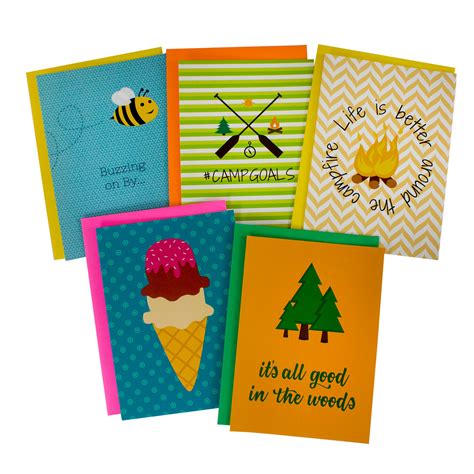 Summer Camp Greeting Card 5 Packs for Boys, Girls, and Parents