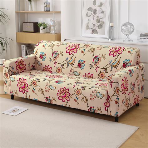 HOKIPO Polyester Blend 140 Gsm Stretchable Sofa Cover For 4 Seater Sofa ...