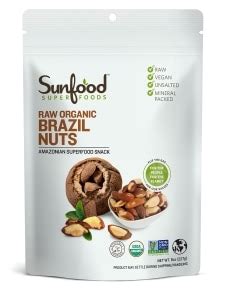 Brazil Nuts, Organic, Raw - 8 oz (227 Grams) - Sunfood | PureFormulas