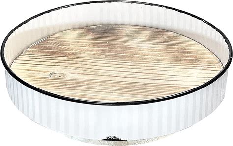 Buy BOLUO Farmhouse Lazy Susan White Wooden Spice Rack 10 inch ...