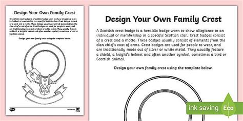 Design Your Own Scottish Clan Crest Worksheet / Worksheet
