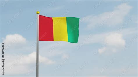 Realistic animation of the Guinea or Guinea-Conakry national flag ...