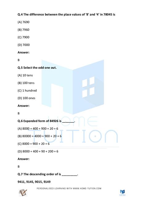 Image result for Number System Worksheet Class 4 CBSE