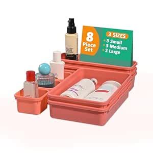 Kuber Industries 8 Pcs Set Plastic Interlocking Desk Drawer Organizer ...