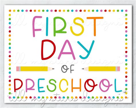 First day preschool sign – Artofit