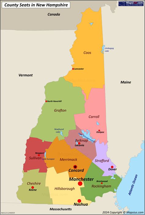 New Hampshire County Map - List of counties in New Hampshire - MapsiUS.com