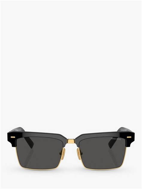Miu Miu MU10ZS Women's Rectangular Sunglasses, Black/Gold
