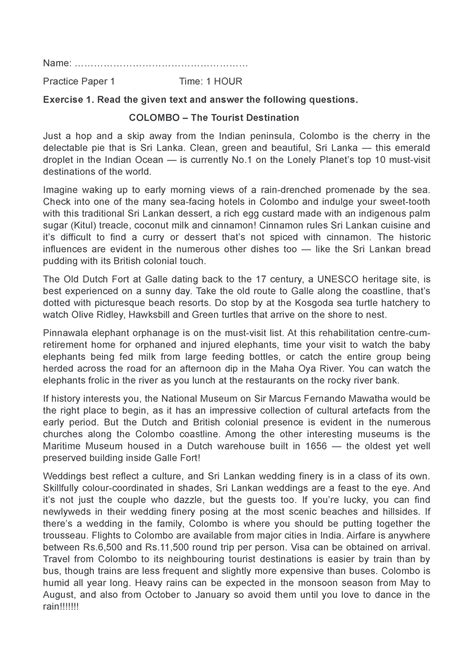 2023 ESL 10 Practice Paper 1 - Name