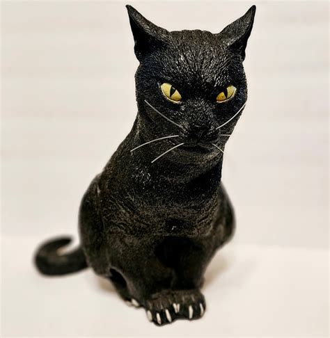 Large Vintage Sinister Sitting Black Cat Halloween Prop Wickedly Spooky ...