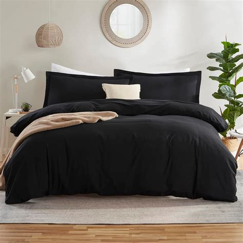 Amazon.com: Nestl Twin Duvet Cover Set - Double Brushed Black Duvet ...