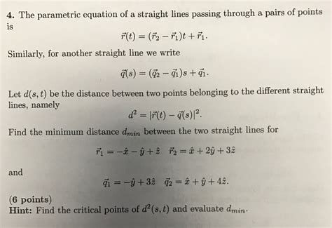 Image result for Distance Between Two Line with Parametric Equation