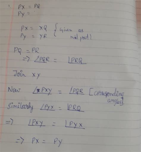 In the adjacent figure x and y and are the mid points of PQ and PR ...