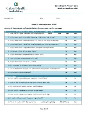 Fillable Online medicare annual wellness visit questionnaire Fax Email ...