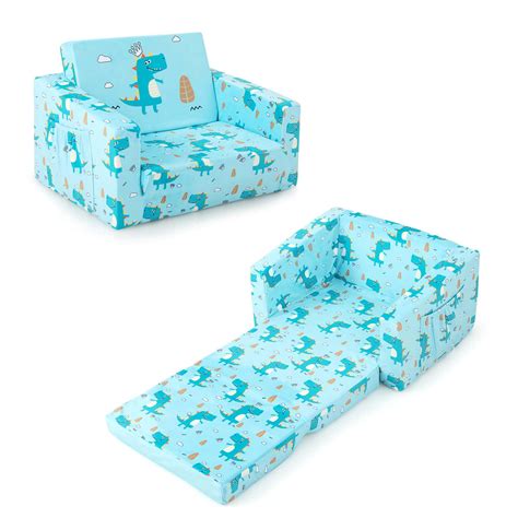 Costway 2-in-1 Convertible Kids Sofa Children Flip-Out Lounger Couch ...