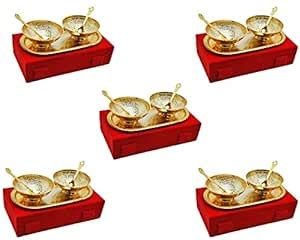 Buy Jaipur Ace German Round Gold and Silver Plated Bowl with Tray Set ...