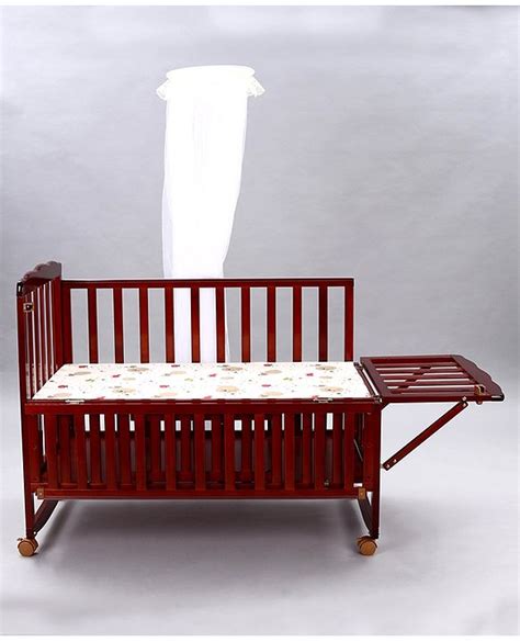 Babyhug Montana Wooden Cot Cum Rocker with Mosquito Net - Cherry Red ...