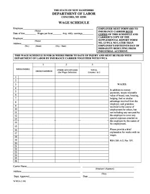 DEPARTMENT OF LABOR WAGE SCHEDULE - NH.gov - Nh - Fill and Sign ...