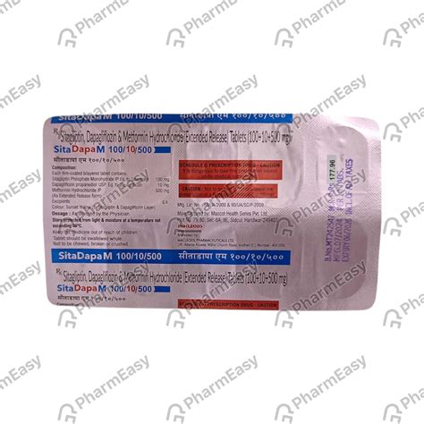Sitadapa M 100/10/500mg Strip Of 10 Tablets: Uses, Side Effects, Price ...