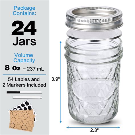 Snapklik.com : Cozcty 24 Pack 8 Oz Mason Jars