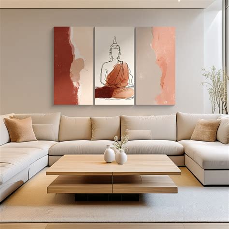 Line Art Buddha with Watercolor | Minimal Spiritual Triptych – CRAFTICO