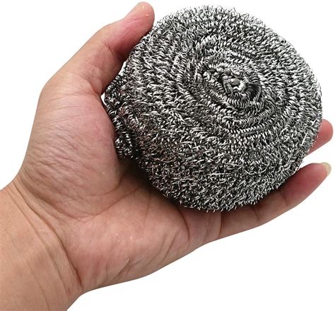 6 PCS Stainless Steel Sponges Scrubbers Cleaning Ball Metal Scrubber ...