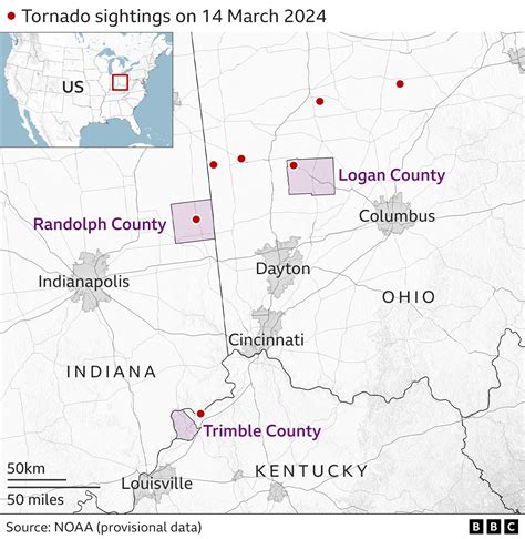 Three dead after tornadoes sweep across Ohio and Indiana - BBC News