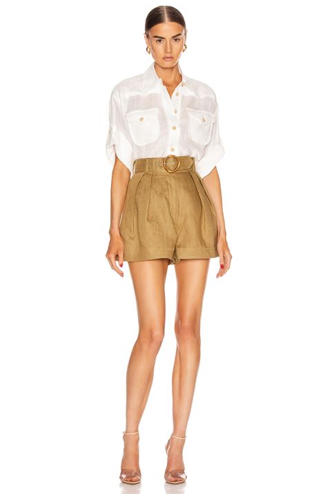 Zimmermann Super Eight Safari Short in Khaki | FWRD