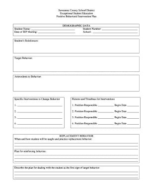 Fillable Online Exceptional Student Education Positive Behavioral Fax ...