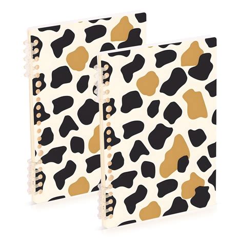 2 Pcs Gold and Black Cow Print Spiral Notebooks 60 Sheets 120 Pages A5 ...