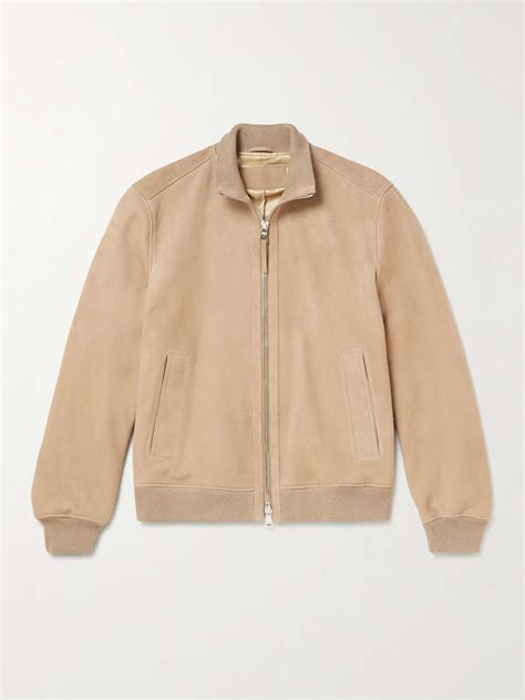 Beige suede bomber jacket mens online