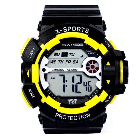 Digital Sports Watch WR 30 m Date-Day 6 Bit Standard Display Digital ...