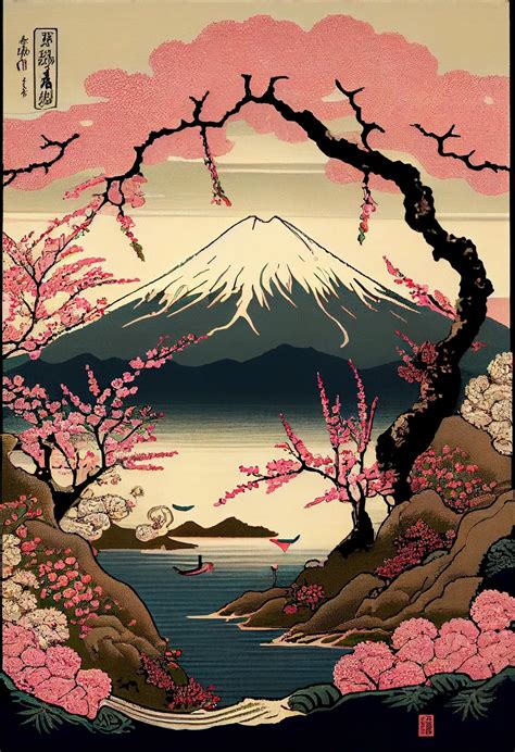 Mount Fuji & Kawagachi Lake, Pink Edition | Japanese pop art, Japanese ...