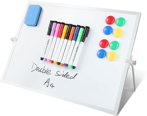 A4 Whiteboard Magnetic Desktop, 20 X 30 cm Double Sided Dry Erase Small ...