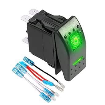 FXC 3 Position SPDT Rocker Switch 7Pin Laser On/Off/On Green LED Light ...