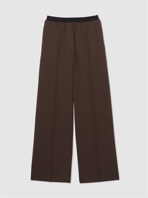 Reiss Petite Wide-Leg Elasticated-Waistband Trousers in Chocolate Brown ...