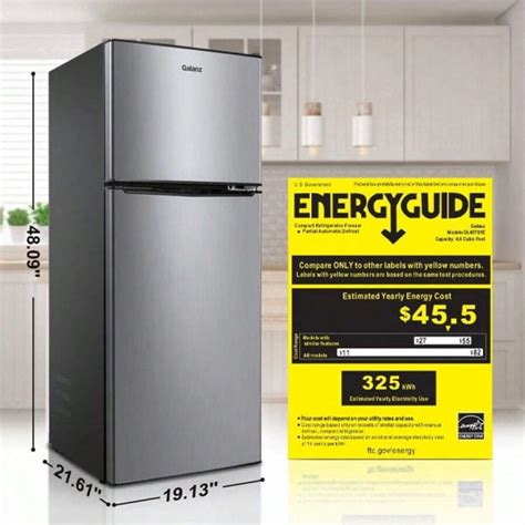4.6. Cu Ft Two Door Mini Refrigerator With Freezer, Stainless Steel ...