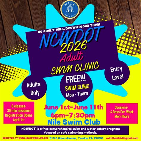 No Adult Will Drown In Our Town-8 Day Swim Clinic, 513 S Union Ave ...