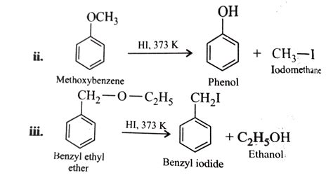 Write the equation of the reaction of hydrogen iodide with : (i) 1 ...