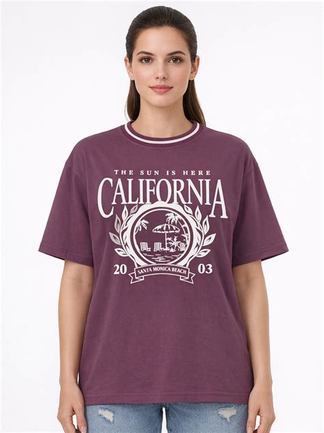 Buy Women Mauve Oversized T-Shirt | Kraus Jeans