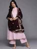 Buy Pink Solid Velvet A-Line Kurta With Palazzos & Dupatta Online at Rs ...