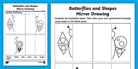 Butterflies and Shapes Mirror Drawing Activity