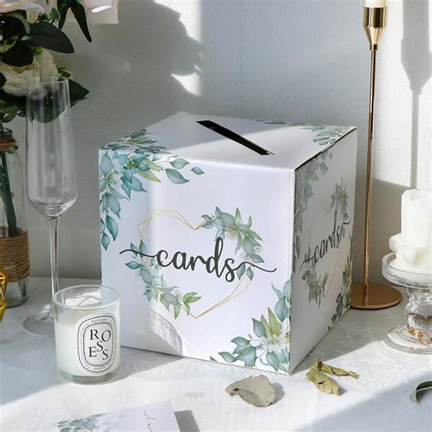 Amazon.com: OurWarm Greenery Wedding Card Box, Cardboard Gift Card Box ...