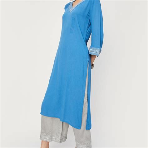 Buy Women Embroidered V-neck Kurta Online at just Rs. 599.0 ...