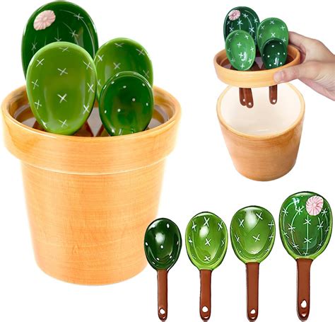 Amazon.com: Cactus Measuring Spoons Set in Pot Unique Measuring Cups ...