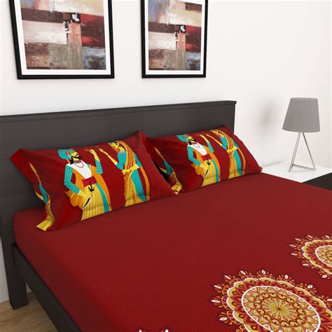 Buy Elle Raja Rani Printed 3-Pc. Double Bedsheet Set - 228 x 274 cm ...
