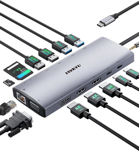Amazon.com: USB C Docking Station 4 Monitor,14 in 1 Laptop Docking ...
